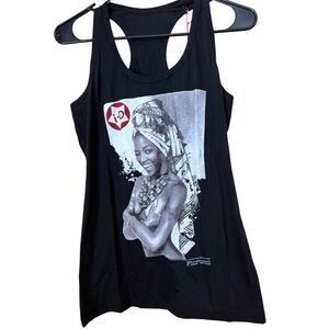 Fiorucci Naomi Campbell Black Tank Top Graphic Size Medium